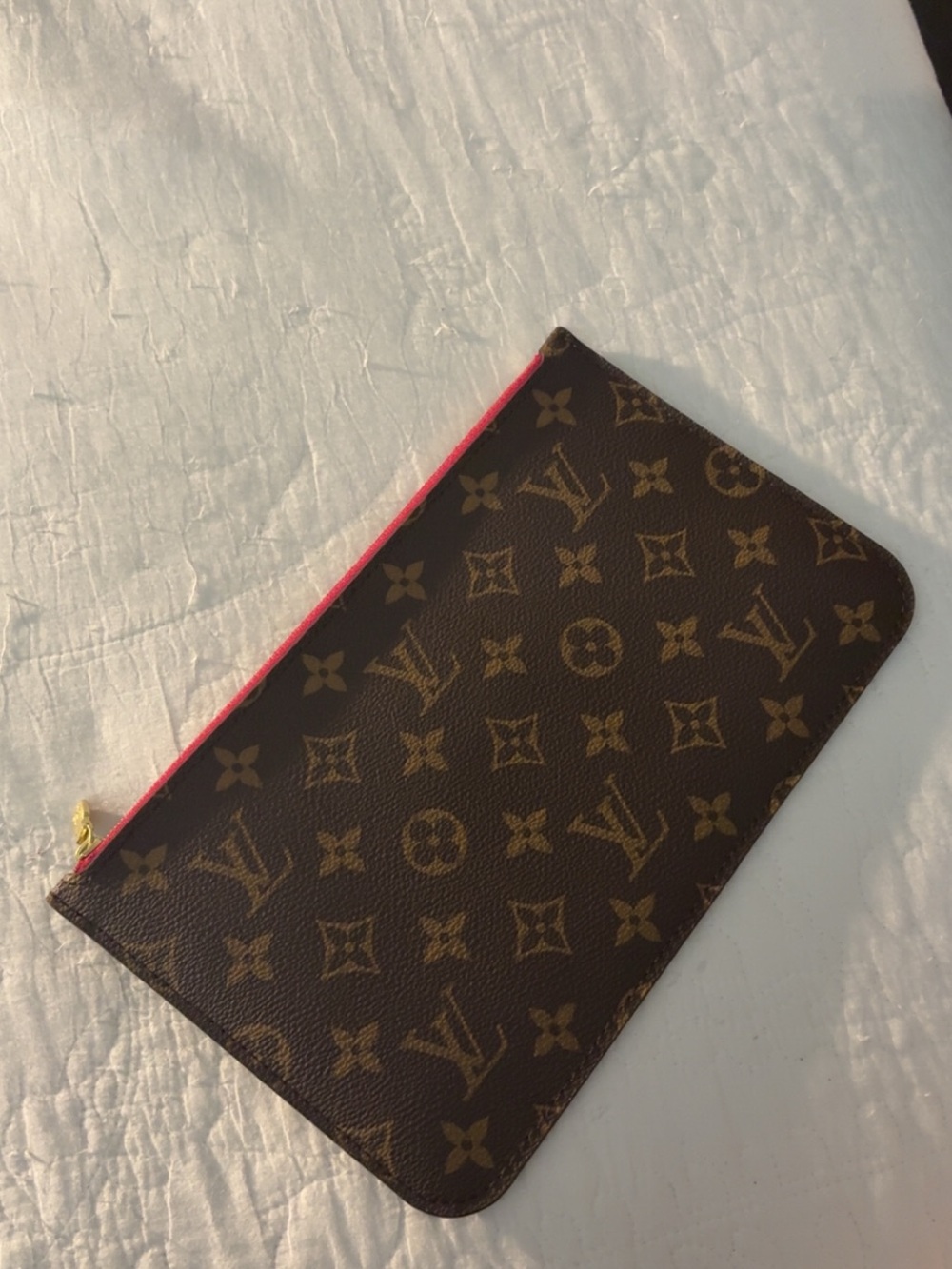 Authentic Louis Vuitton Monogram Canvas Pouch with Pink Trim & Pink Interior
